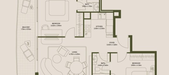 Apartamento de 2 dormitorios en Dubai, UAE No. 65747 2