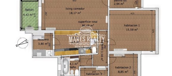 Квартира с 3 спальнями в Матаро, Испания № 16811 14