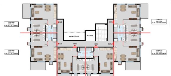 شقة 1+1 في Oba, Turkey رقم 5999 2