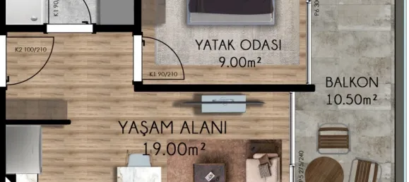 شقة 1+1 في Aksu, Turkey رقم 33266 18