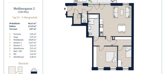 3-salle Appartement à Vienna, Austria No. 160324 21