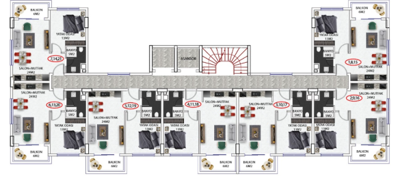 Квартира 1+1 в Авсаллар, Турция № 30476 7