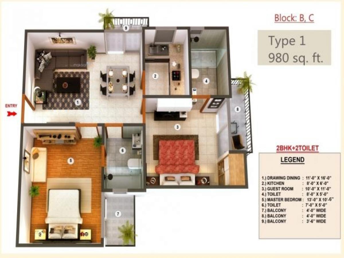 2 bedrooms House in Ghaziabad, India No. 55668