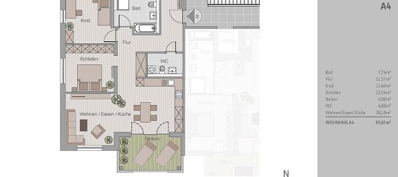 Квартира с 3 комнатами в Штраубинг, Германия № 114618 5
