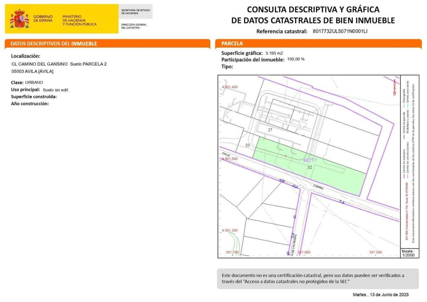 Grundstück in Avila, Spain 9488m², Nr. 22625