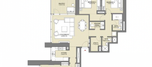 3 Schlafzimmer Wohnung in DOWNTOWN VIEWS 2, Dubai, UAE, Nr. 61242 10