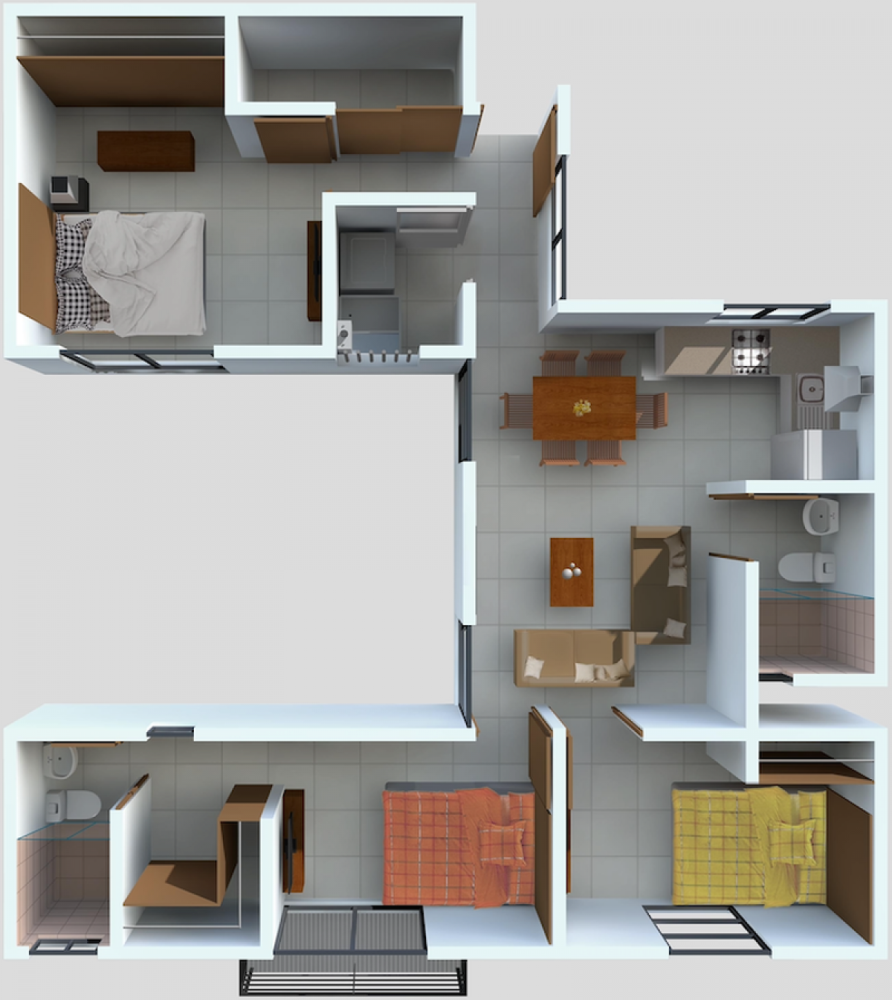 3 غرف نوم شقة في Mexico رقم 173959