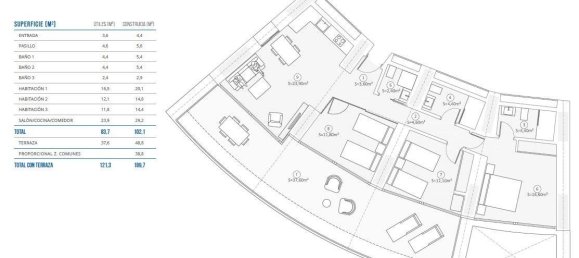 Квартира с 1 спальней в Бенидорм, Испания № 283465 4