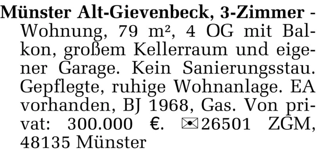 3-Zimmer Wohnung in Münster, Germany, Nr. 286272