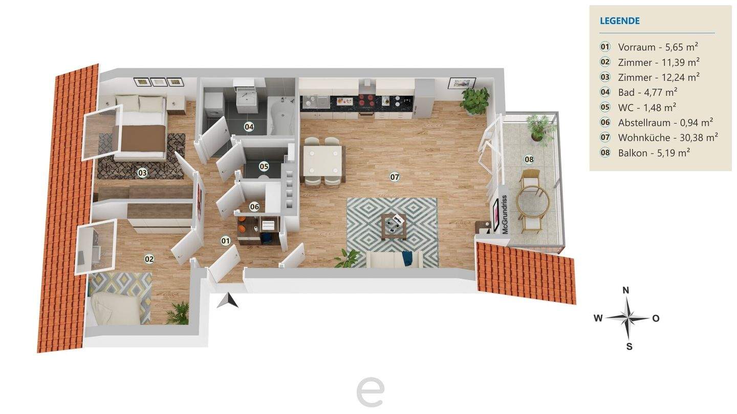 Apartamento de 3 habitaciónes en Linz, Austria No. 124809