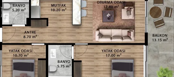 Квартира 2+1 в Аксу, Турция № 33067 8