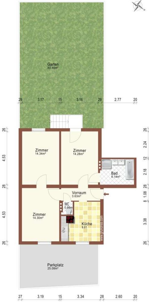 Apartamento de 3 divisões em St. Pantaleon, Austria N.º 117564