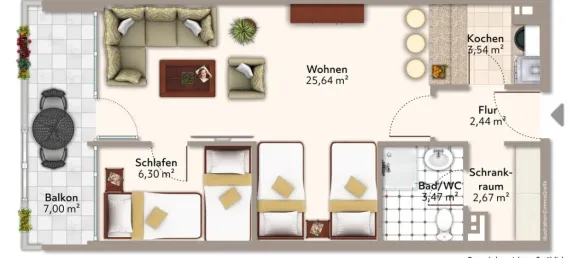 1 Schlafzimmer Wohnung in Schleswig-Holstein, Germany, Nr. 11861 6