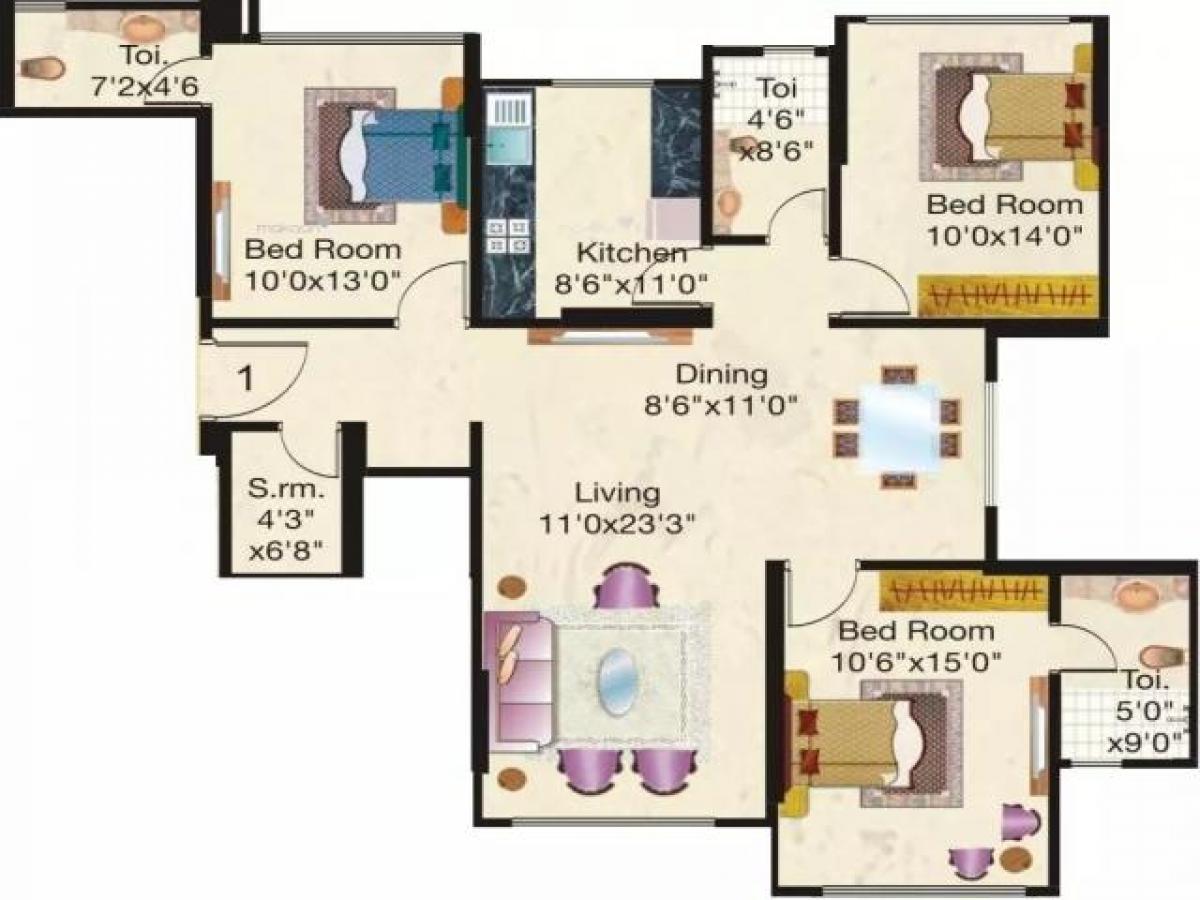 Дом с 3 спальнями в Мумбаи, Индия № 15587