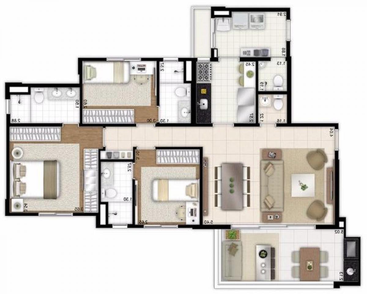 3 Schlafzimmer Wohnung in Sao Paulo, Brazil, Nr. 518011