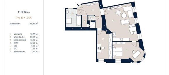 Apartamento de 3 divisões em Rudolfsheim-Funfhaus, Austria N.º 252904 13