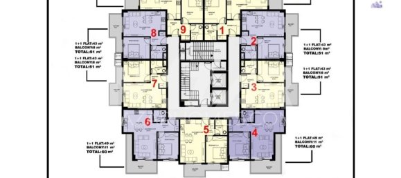 شقة 1+1 في Alanya, Turkey رقم 14358 9