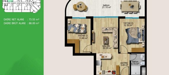 3-Zimmer Wohnung in Erdemli, Turkey, Nr. 10504 3