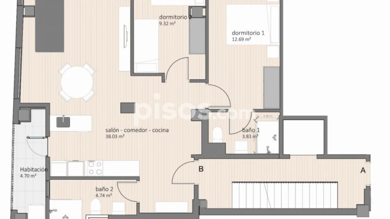 Apartamento de 2 dormitorios en Castellón de la Plana, Spain No. 270442