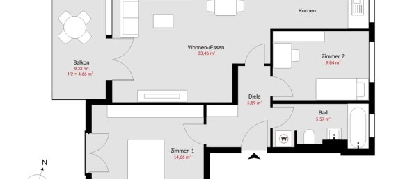3-Zimmer Wohnung in München, Germany, Nr. 333822 9