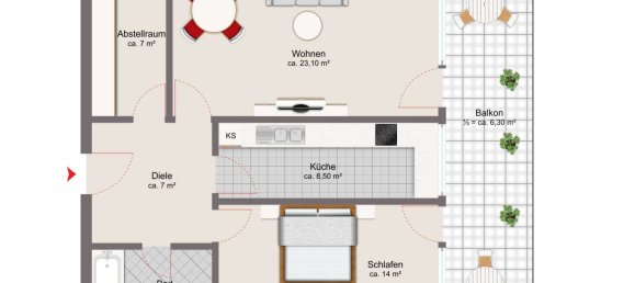2-Zimmer Wohnung in München, Germany, Nr. 329093 10