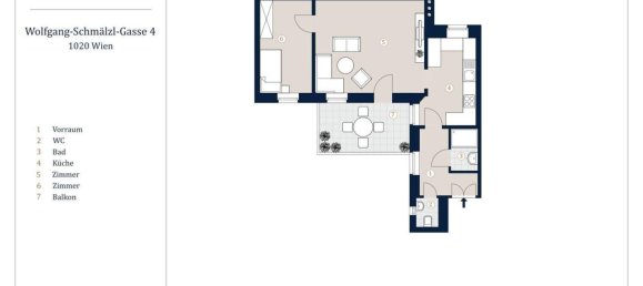 2-salle Appartement à Leopoldstadt, Austria No. 70638 4