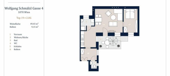 2 rooms Apartment in Leopoldstadt, Austria No. 37225 12