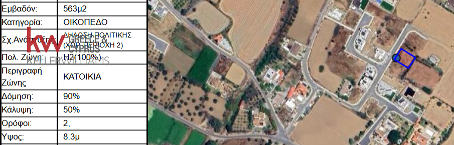 Земельный участок 563м² в Като Дефтера, Никосия, Кипр № 181266