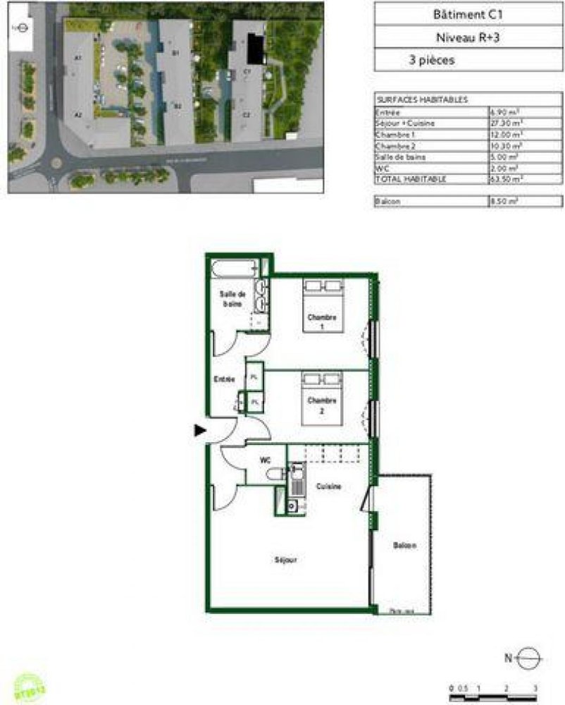 Apartamento com 2 quartos em condomínio em Gonesse, France N.º 37510