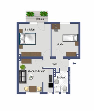 Apartamento de 2 divisões em Cologne, Germany N.º 123799