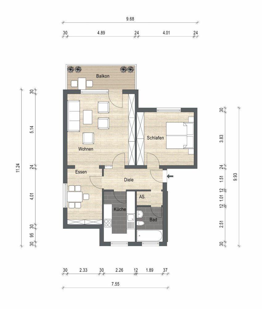 Apartamento de 1 dormitorio en Markischer, Germany No. 309028