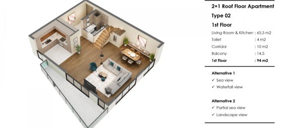 Apartamento de 2 divisões em Muratpasa, Turkey N.º 32391 15