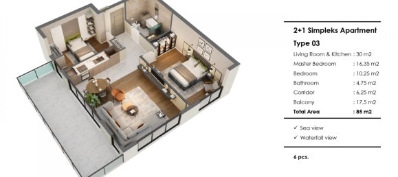 Apartamento de 2 divisões em Muratpasa, Turkey N.º 32391 2