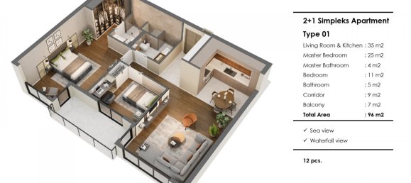 Apartamento de 2 divisões em Muratpasa, Turkey N.º 32391 12