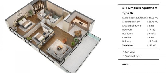 Apartamento de 2 divisões em Muratpasa, Turkey N.º 32391 13