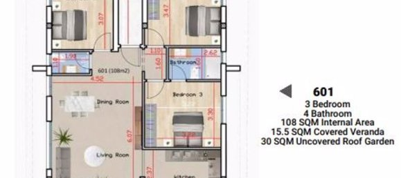 Квартира с 3 спальнями в Ларнака, Кипр № 11562 7