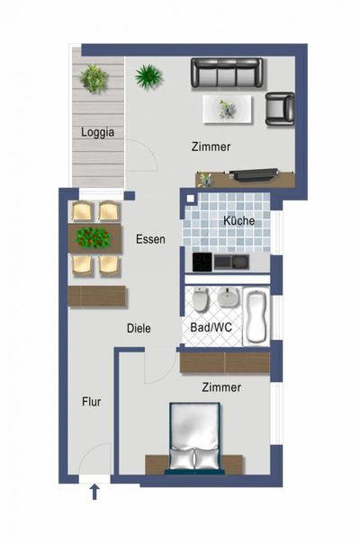 2-Zimmer Wohnung in Frankfurt am Main, Germany, Nr. 37173