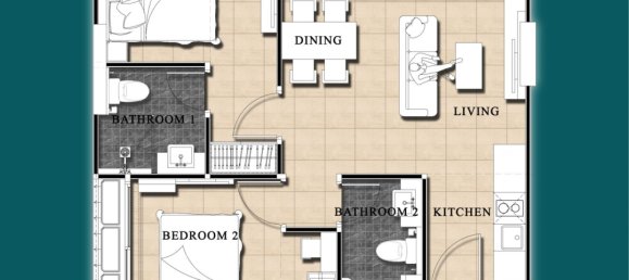 2 bedrooms Apartment in Pattaya, Thailand No. 20200 10