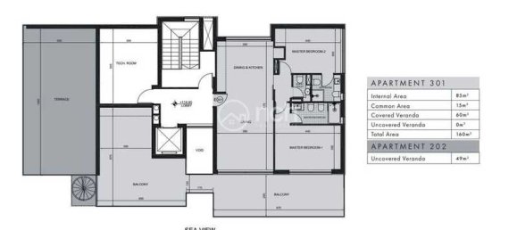 Пентхаус с 2 спальнями в Лимассол, Кипр № 16105 2