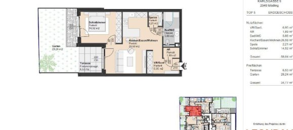 2 rooms Apartment in Modling, Austria No. 51787 15