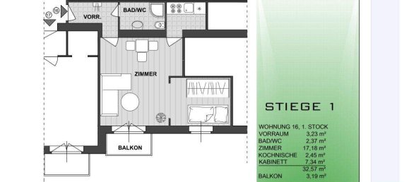 Квартира с 2 комнатами в Пенцинг, Австрия № 222062 15