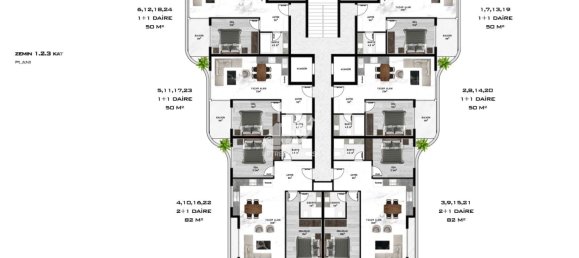 Wohnung 1+1 in Mahmutlar, Turkey, Nr. 7451 11