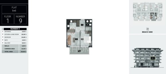 Wohnung 1+1 in Alanya, Turkey, Nr. 14444 3