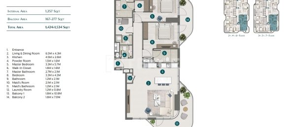 Apartamento de 3 dormitorios en Dubai, UAE No. 107872 21