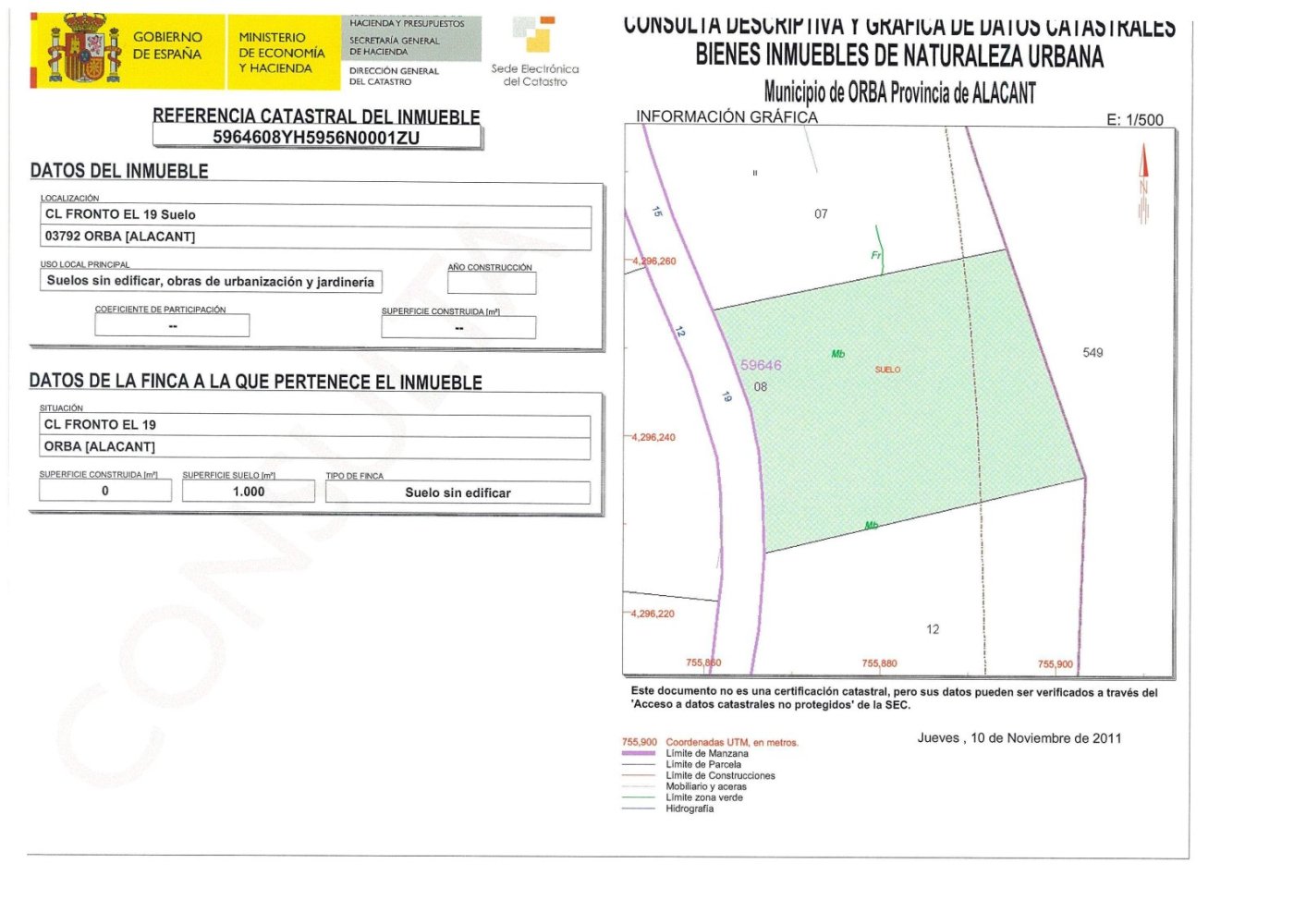  Land in Orba, Spain No. 285344