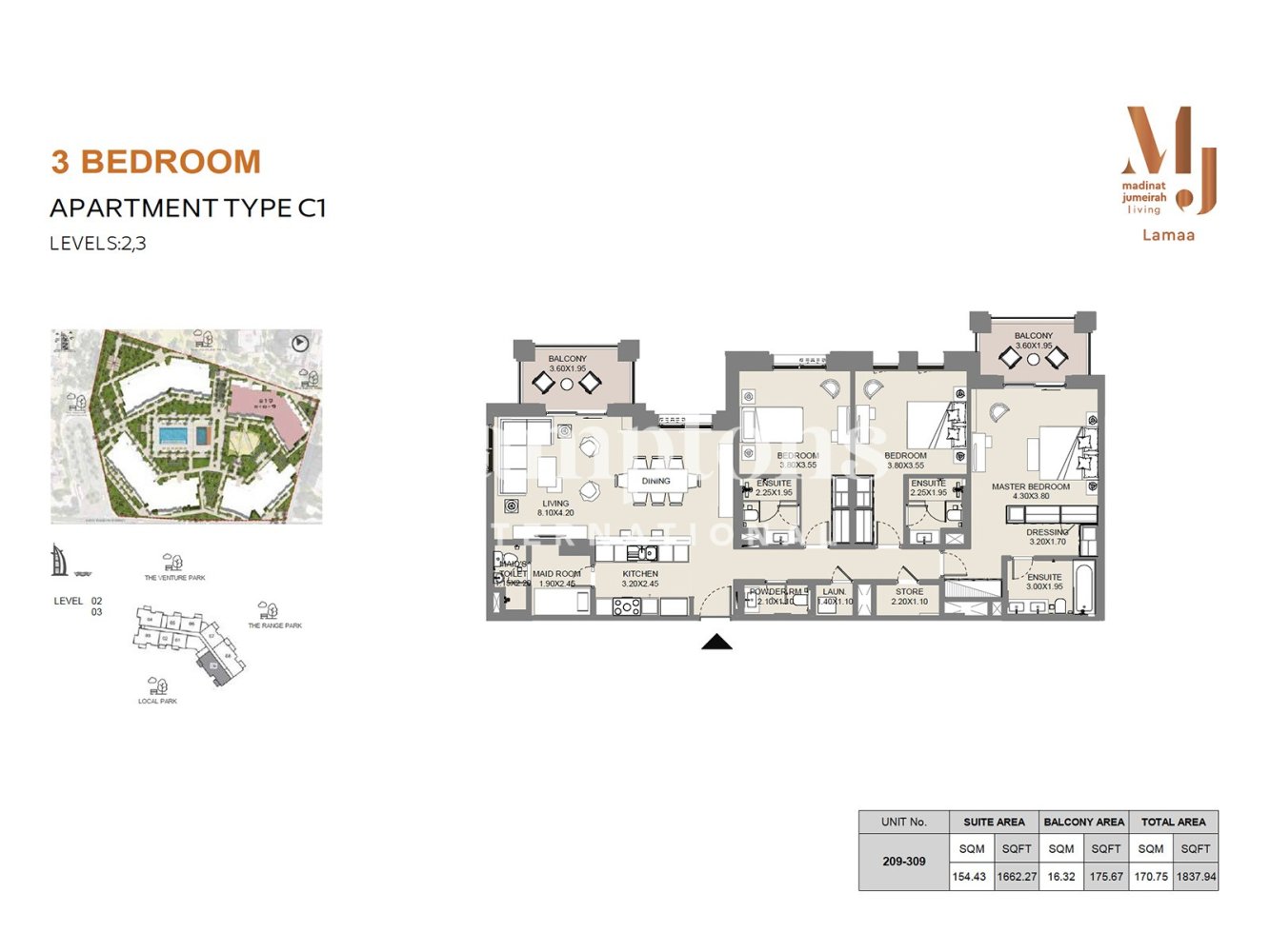 3 chambres appartement à louer à Umm Suqeim, Dubai, UAE № 196965