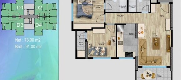 3 rooms Apartment in Mersin, Turkey No. 30059 29