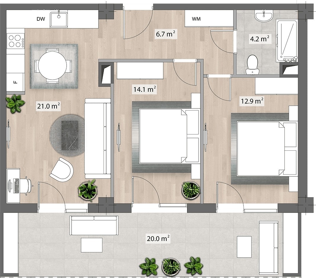 2 bedrooms Apartment in Tbilisi, Georgia No. 1163