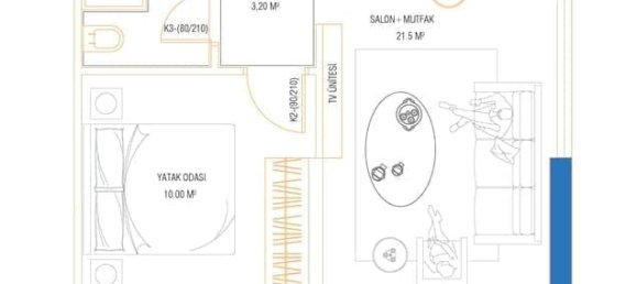 Квартира 1+1 в Мерсин, Турция № 31362 26