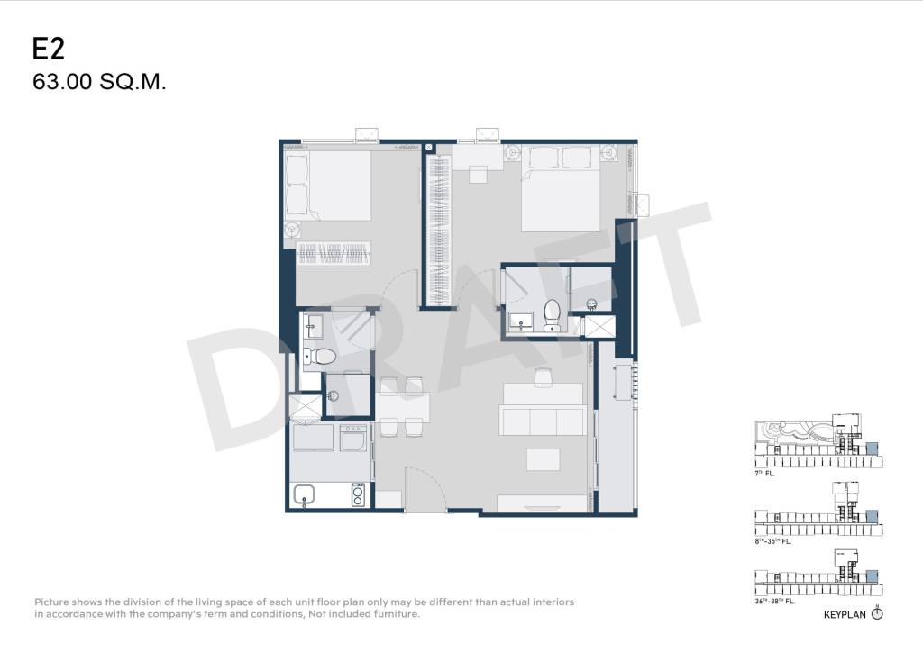 Кондоминиум  с 2 спальнями в Бангна, Таиланд № 61632
